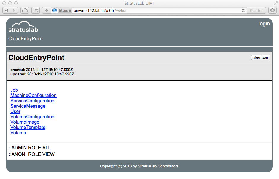 CloudEntryPoint Viewed in CIMI Web Browser Interface